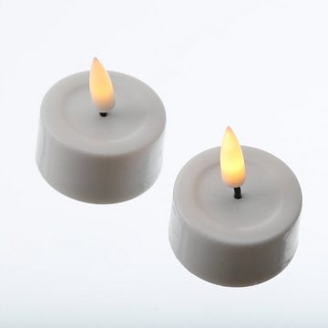 Deluxe Homeart LED-Kerze LED Teelichter Mia flackernd mit Batterien D: 4,1cm weiß 2 Stück (2-tlg)