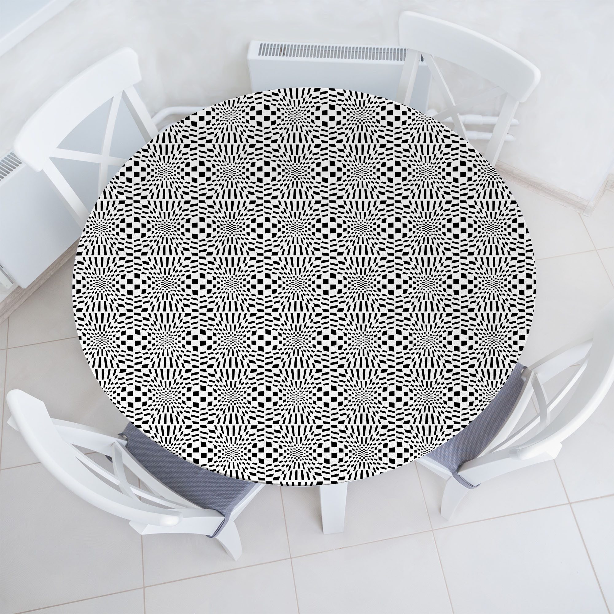 Abakuhaus Tischdecke Rundum-elastische Stofftischdecke, verrückte Kunst Quirky Quadrat-Muster