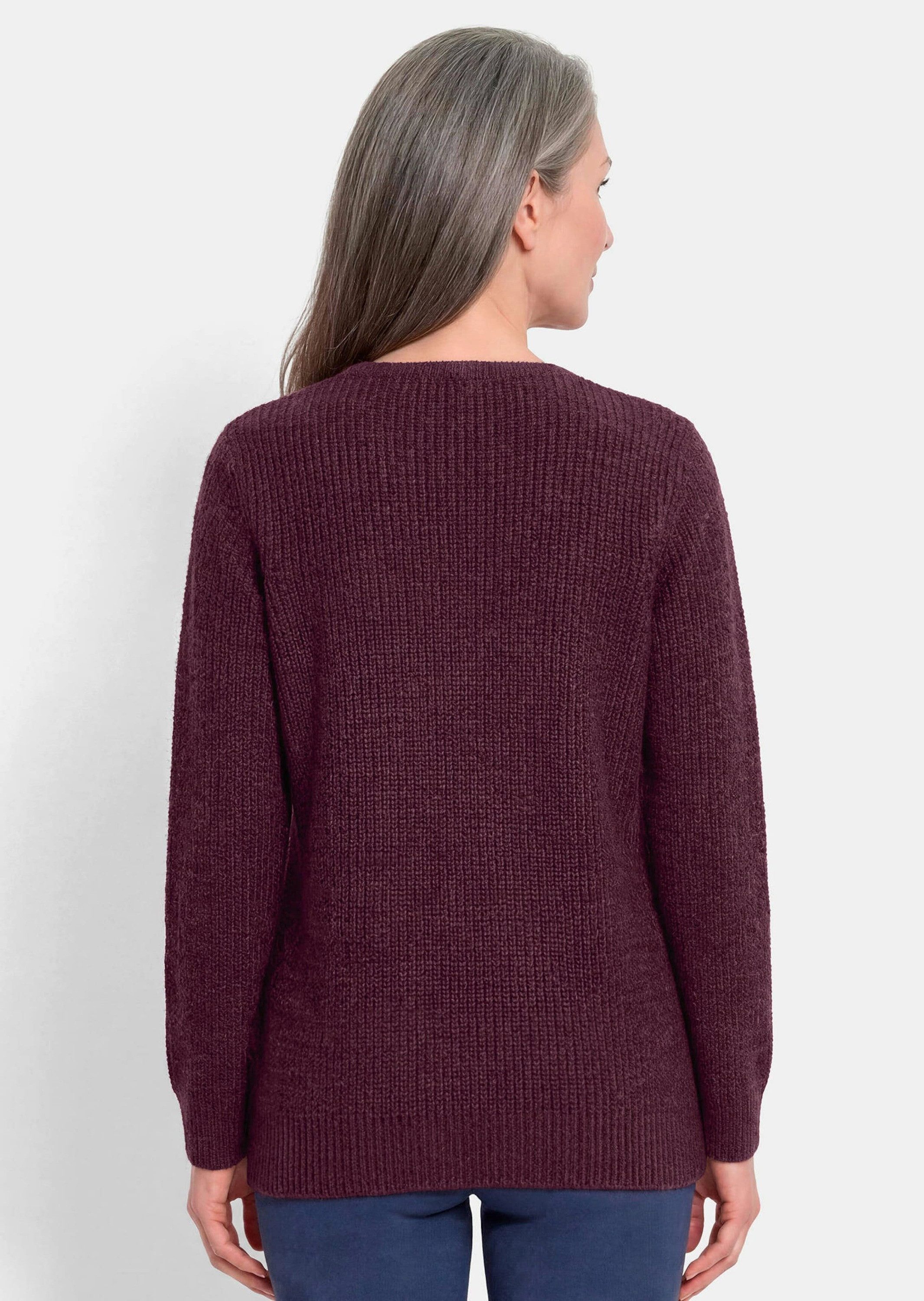 GOLDNER Strickpullover Strickpullover mit V-Ausschnitt Figurbetonter Feinstrick mit diagonaler Rippenstruktur und Langarm