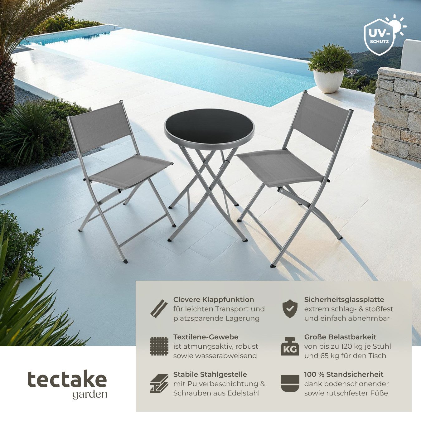 tectake Essgruppe Bistro-Set, (Set., 3-tlg), Robustes günstig online kaufen
