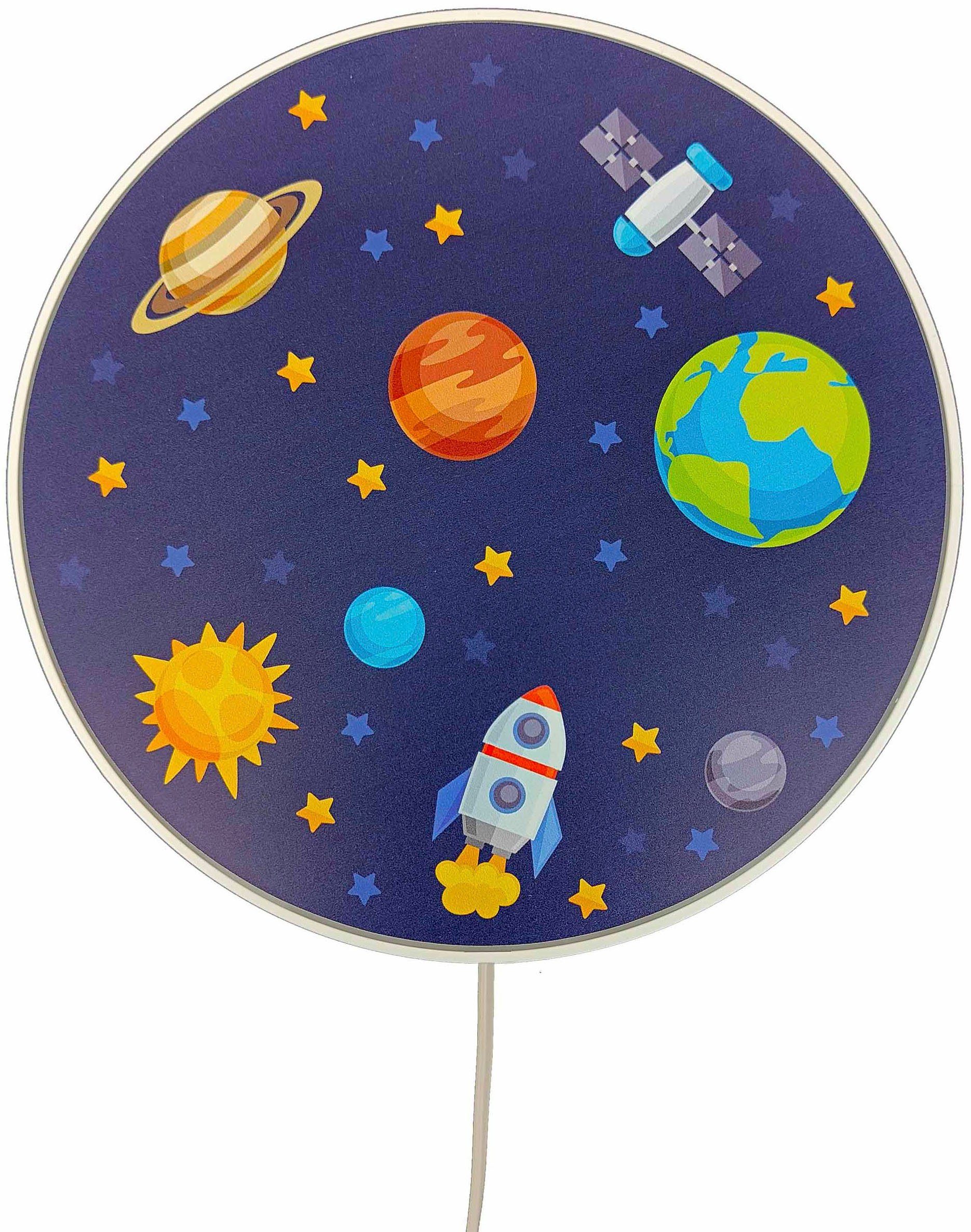 niermann Wandleuchte Weltall, Kinderlampe, Kinderzimmer, bruchsicheres Gehäuse