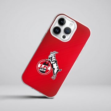 DeinDesign Handyhülle 1. FC Köln Offizielles Lizenzprodukt EffZeh 1. FC Köln rot, Apple iPhone 14 Pro Silikon Hülle Bumper Case Handy Schutzhülle