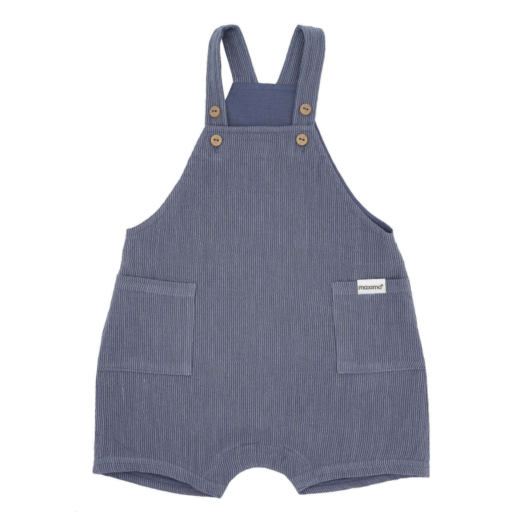 MAXIMO Stoffhose GOTS BABY-Latzshorts, Taschen Musselinstoff, Futter, Windelöffnung (1-tlg) Musselin