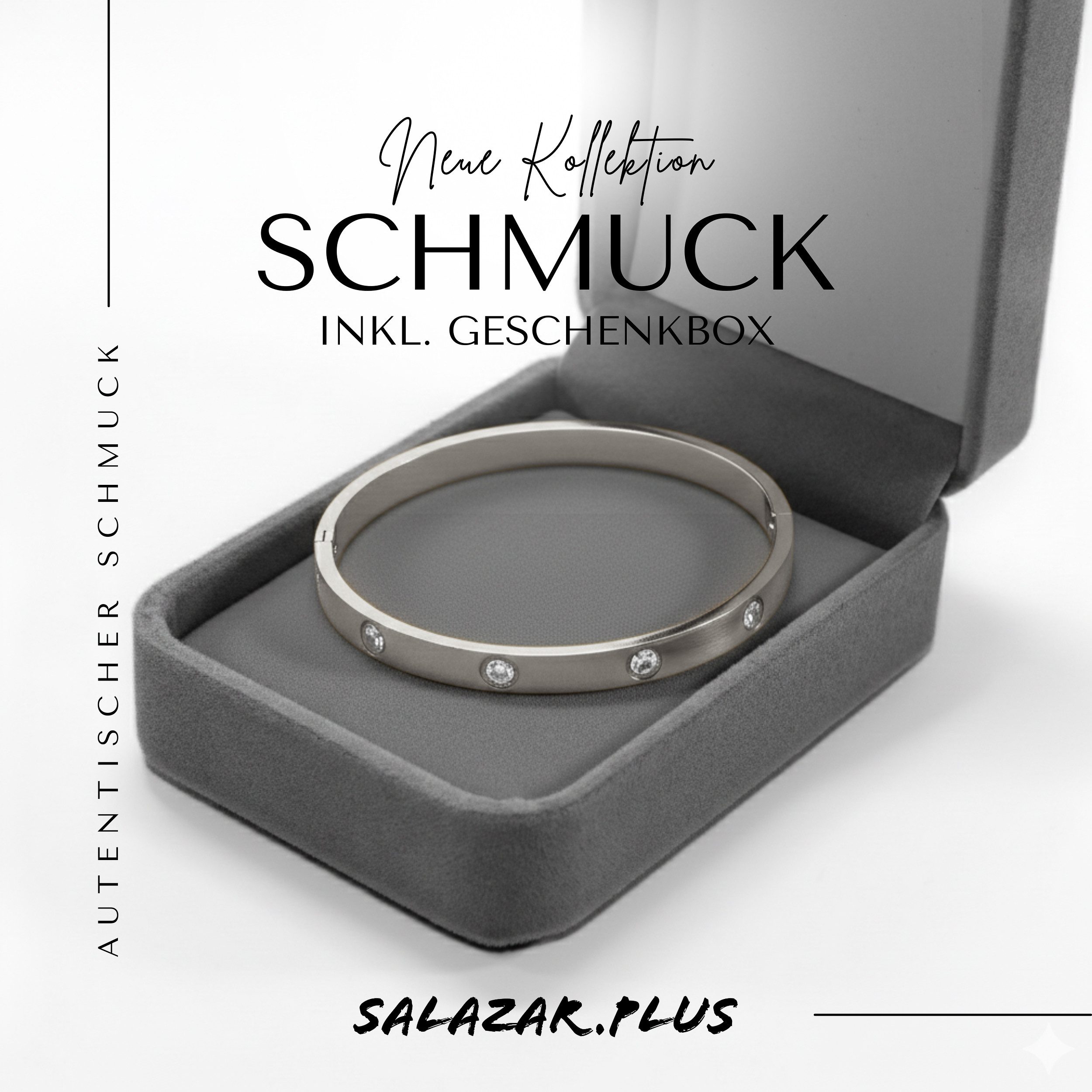 salazar.plus Armreif Luxus Damen Armband Edelstahl vergoldet silberfarben rose elegant, vergoldeter Edelstahl‑Armreif mit Zirkonia elegant hochwertig