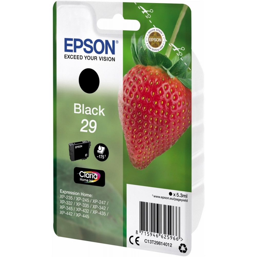 Epson Epson 29 Claria Home Tintenpatrone schwarz - Druckerzubehör Tintenpatrone (schwarz, Kosteneffizient; es muss immer nur die jeweilige Farbe ersetzt werden)