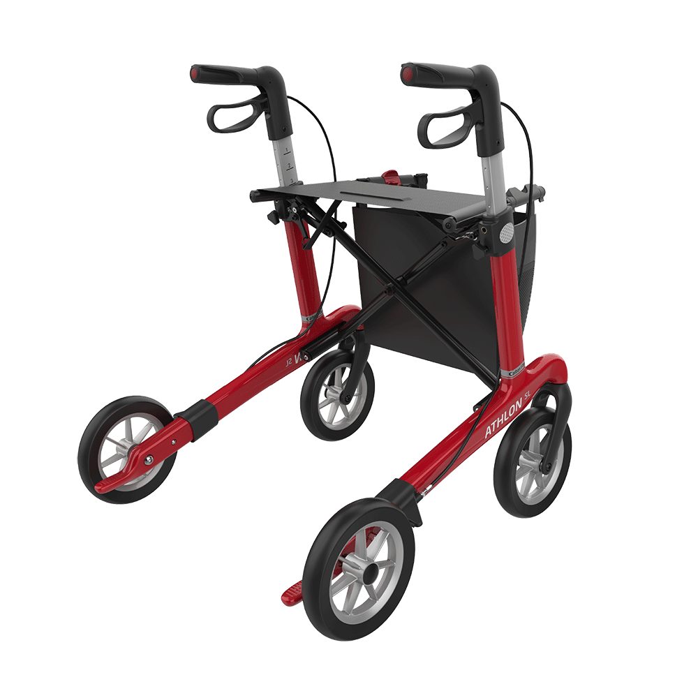 Rehasense Rollator Rehasense Athlon SL Carbon Rollator, Gr. M PUR Softräder Racing Red, 8 Jahre Herstellergarantie