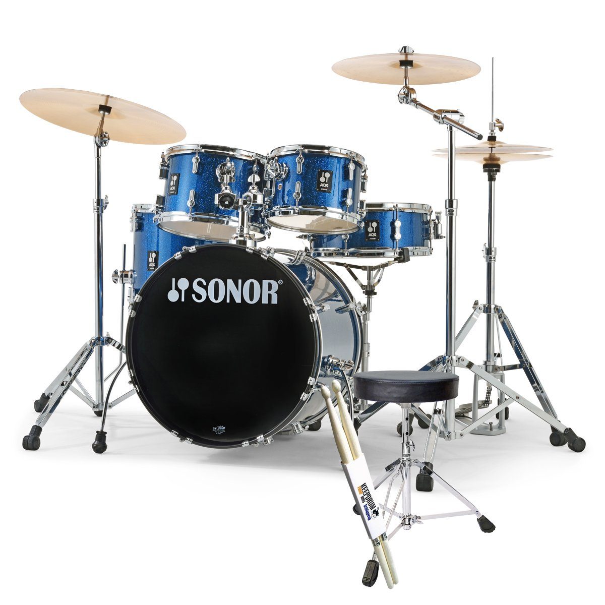 SONOR Schlagzeug Sonor Schlagzeug AQX Studio Set BOS mit Zubehör,Komplett-Set, Komplett-Set