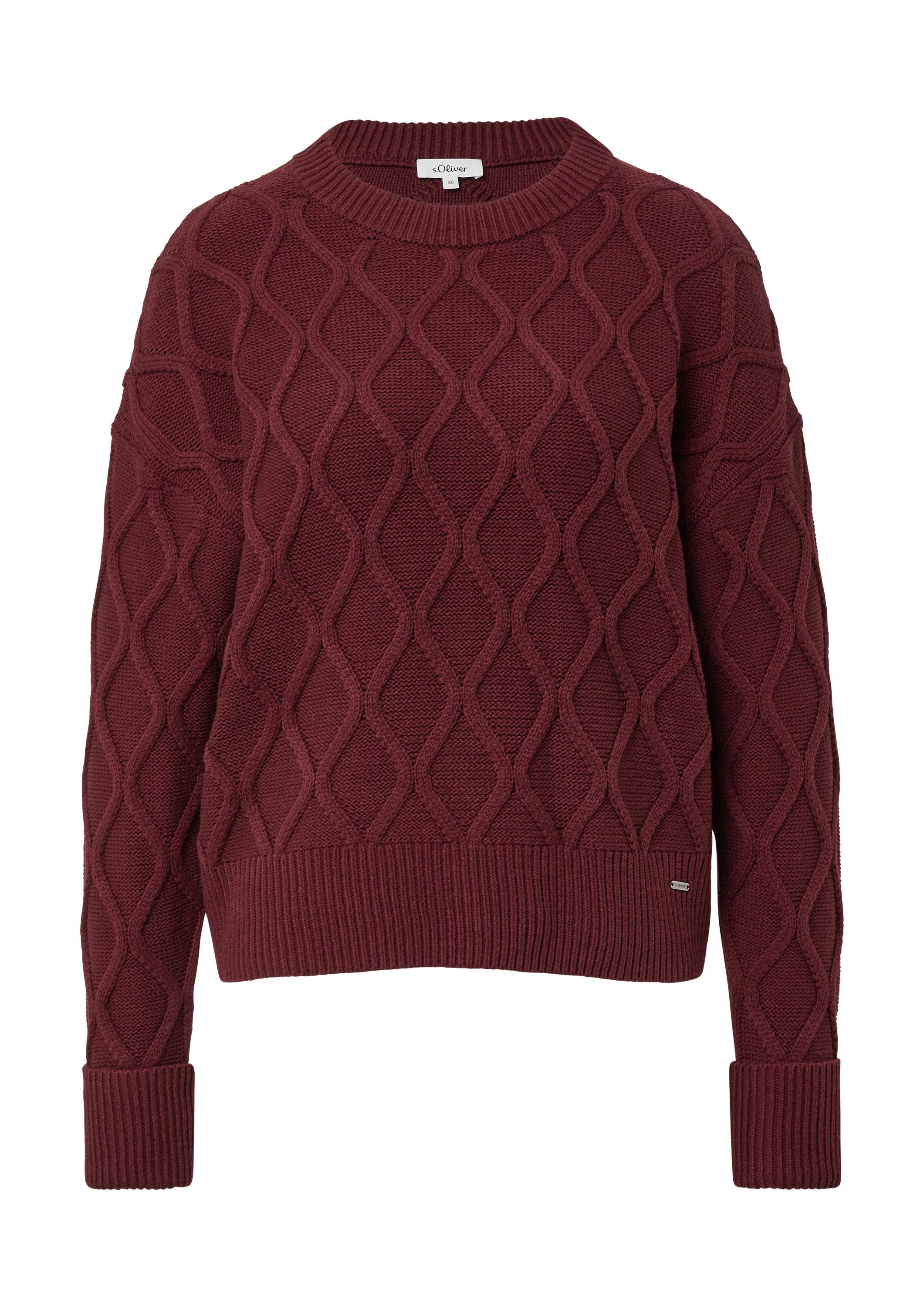 s.Oliver Longpullover Strickpullover Pullover im Relaxed Fit mit Zopfmuster günstig online kaufen