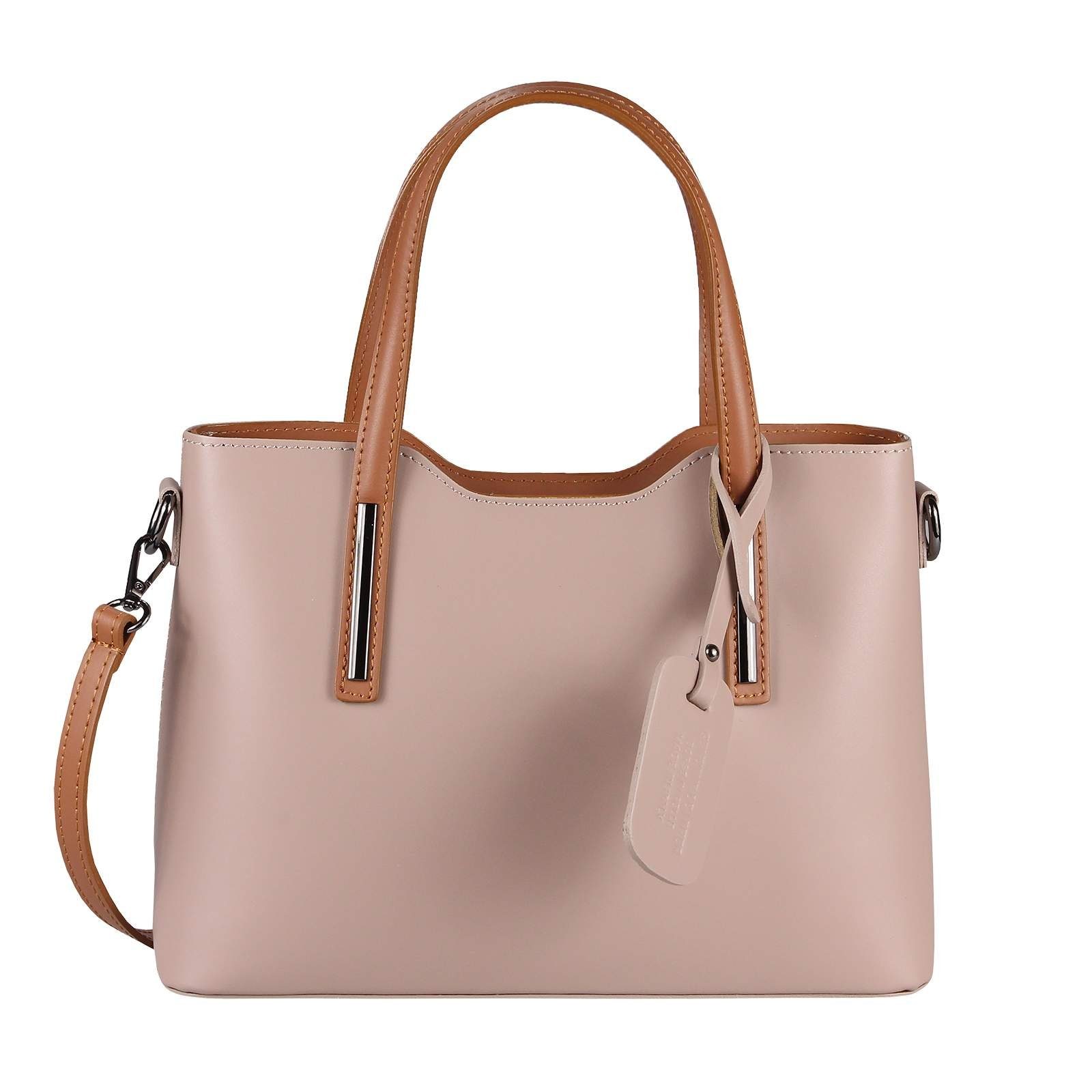 ITALYSHOP24 Schultertasche Made in Italy Damen Leder Handtasche, als CrossOver, Umhängetasche, Shopper tragbar