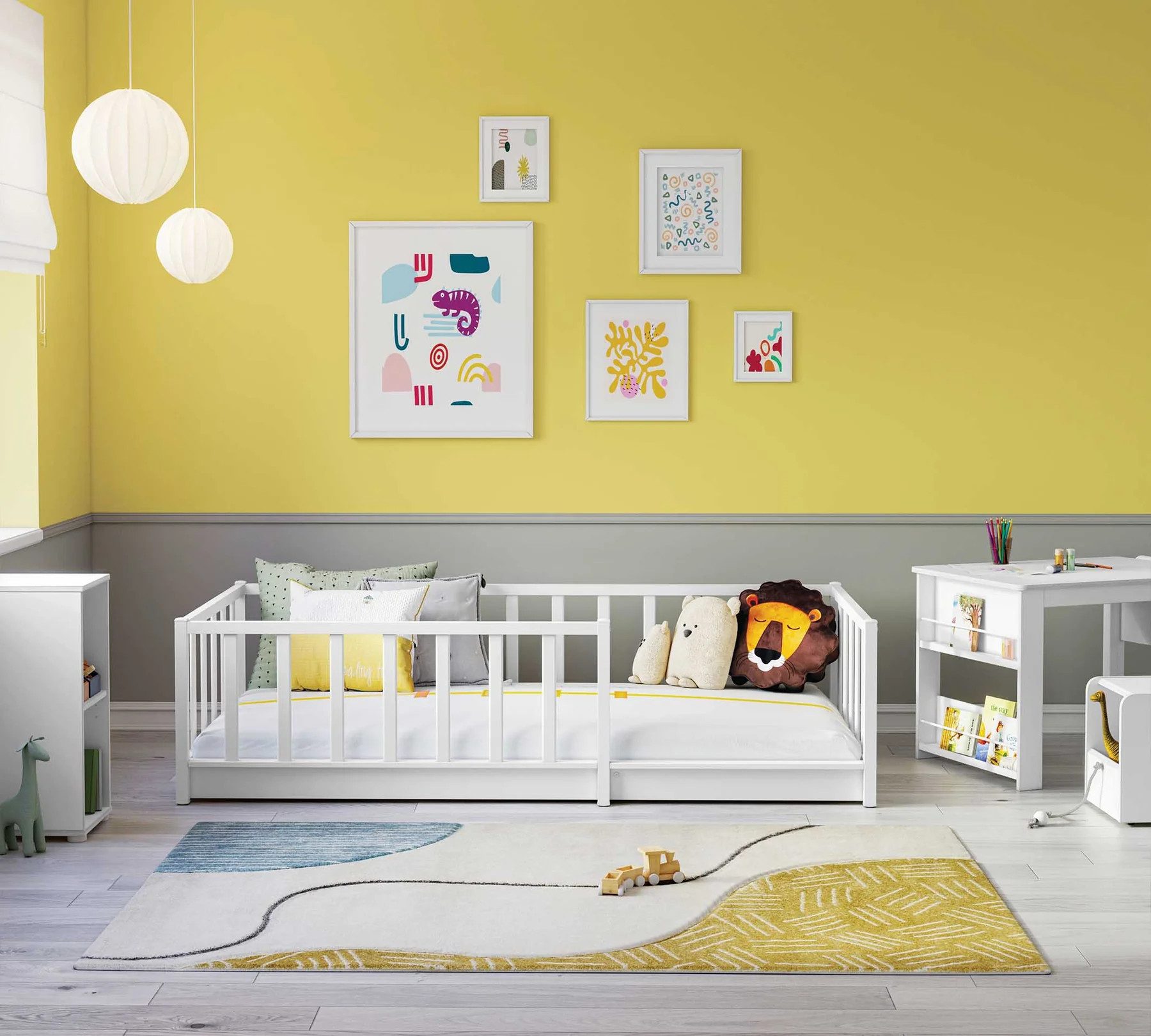 Möbel-Zeit Kinderbett MONTE Bodenbett – 90x190 cm – Sicherer Schlafplatz für Kleinkinder