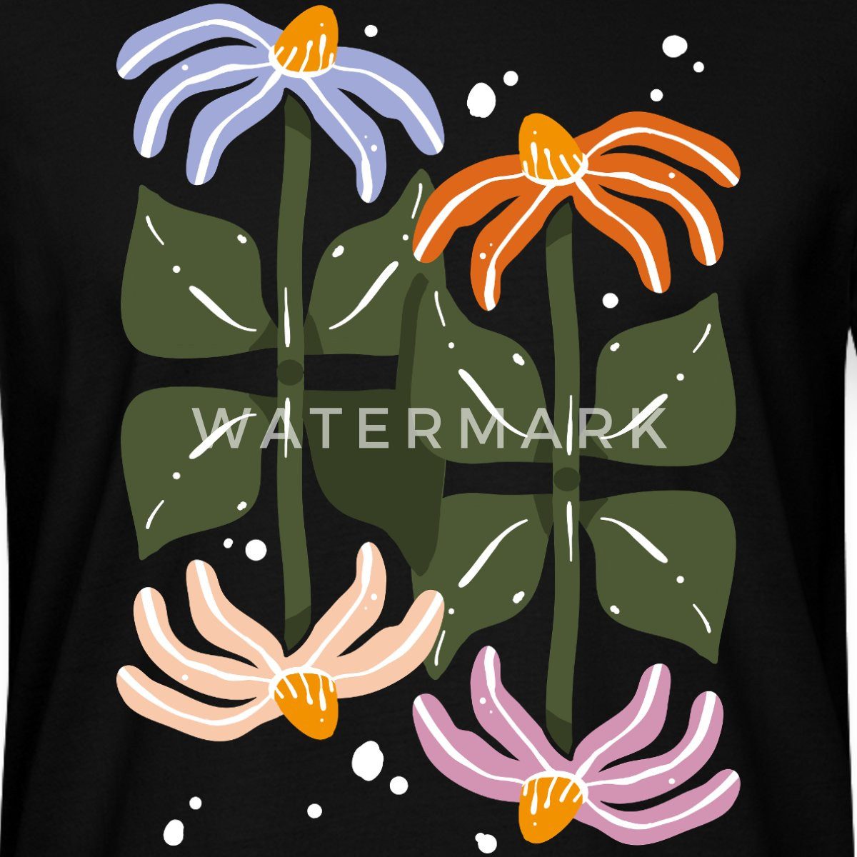 Spreadshirt T-Shirt Bunte Retro Blumen Illustration Im Boho Stil Unisex Bio T-Shirt (1-tlg)