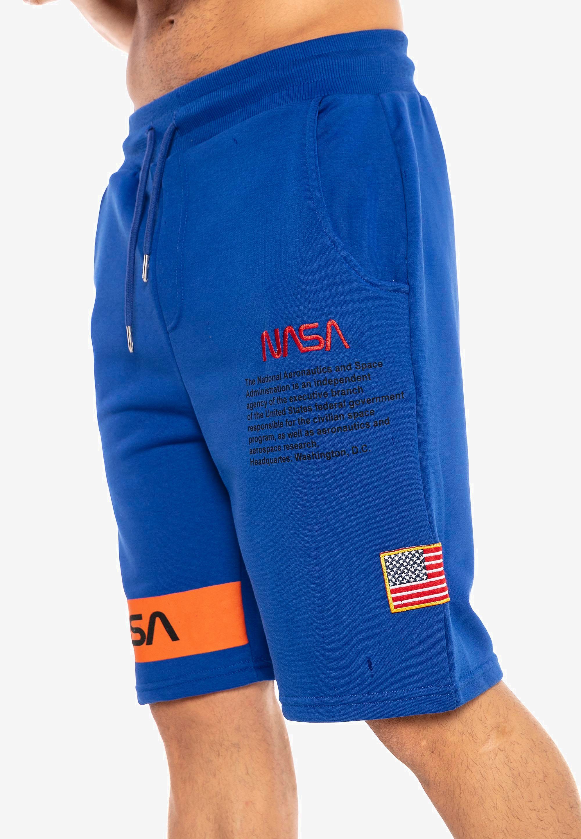 RedBridge Shorts Plano gesticktem blau NASA-Motiv mit