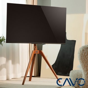 CAVO TV-Staffelei TV-Standfuß Stativ aus Walnussholz natur braun TV-Ständer, (Dreibein Ständer - einfache Installation & Sturzsicherung)