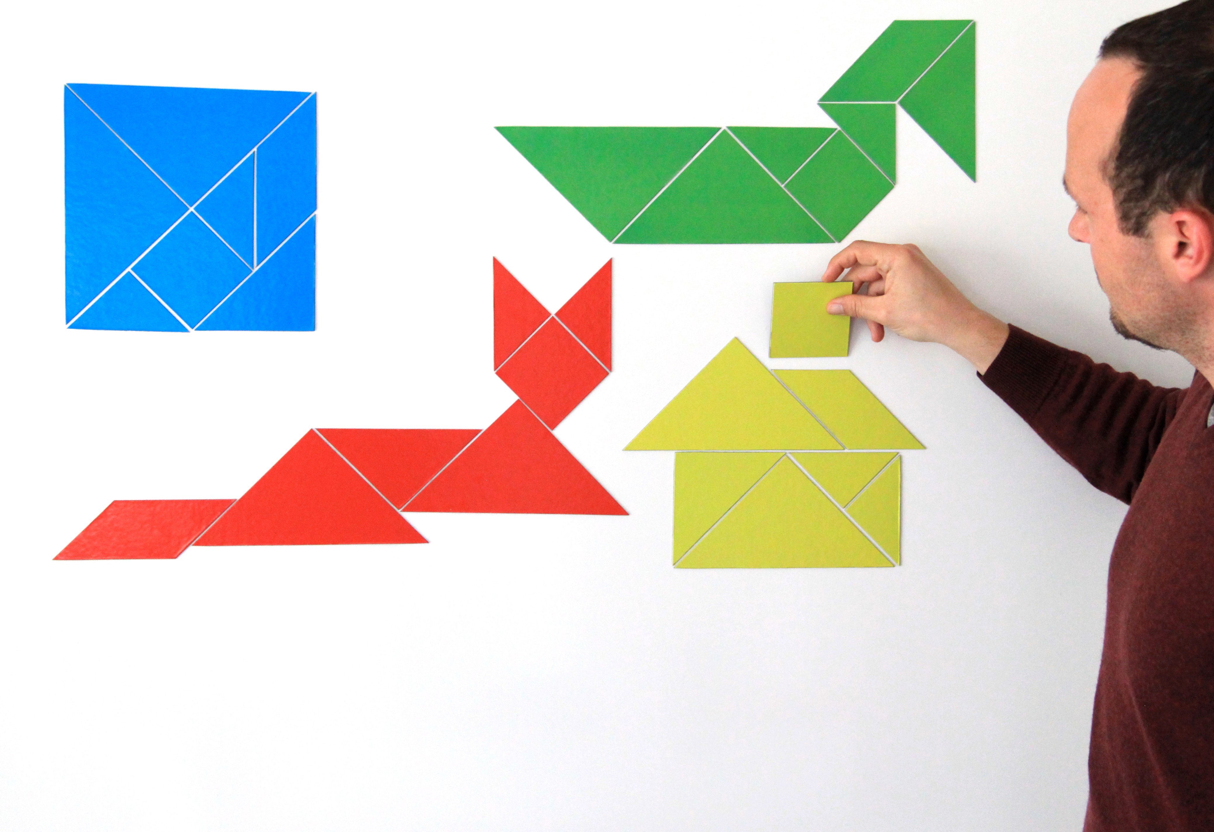 Wissner® aktiv lernen Lernspielzeug Tangramsatz magnetisch (4 Farben für die Tafel) (28 Teile) (28-St), MAG-Pap°