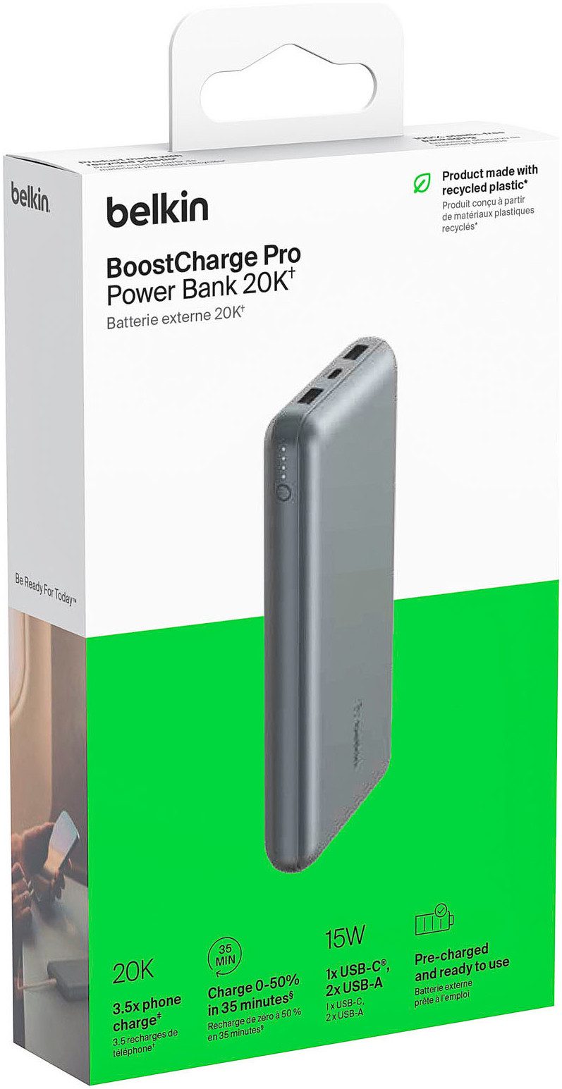 Belkin BOOST CHARGE 10K 15W, USB-A & -C 20.000mAh Powerbank Belkin BOOST CHARGE Powerbank,20.000mAh 15W,USB-A & -C, grau