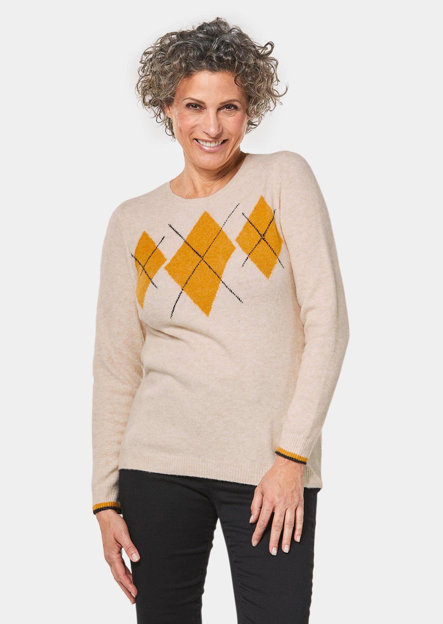 GOLDNER Strickpullover »Weicher Pullover mit hochwertiger Intarsie«  Rautenintarsie mit Glitzergarn online kaufen | OTTO
