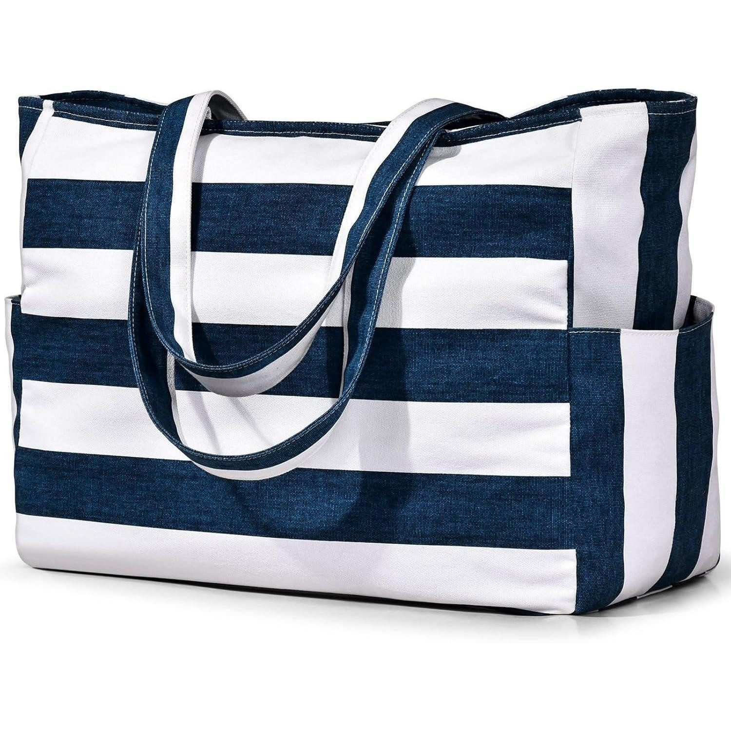 LuxusKollektion XL-Strandtasche Große Strandtasche Damen XXL Wasserdicht mit Fächern Faltbar Blau