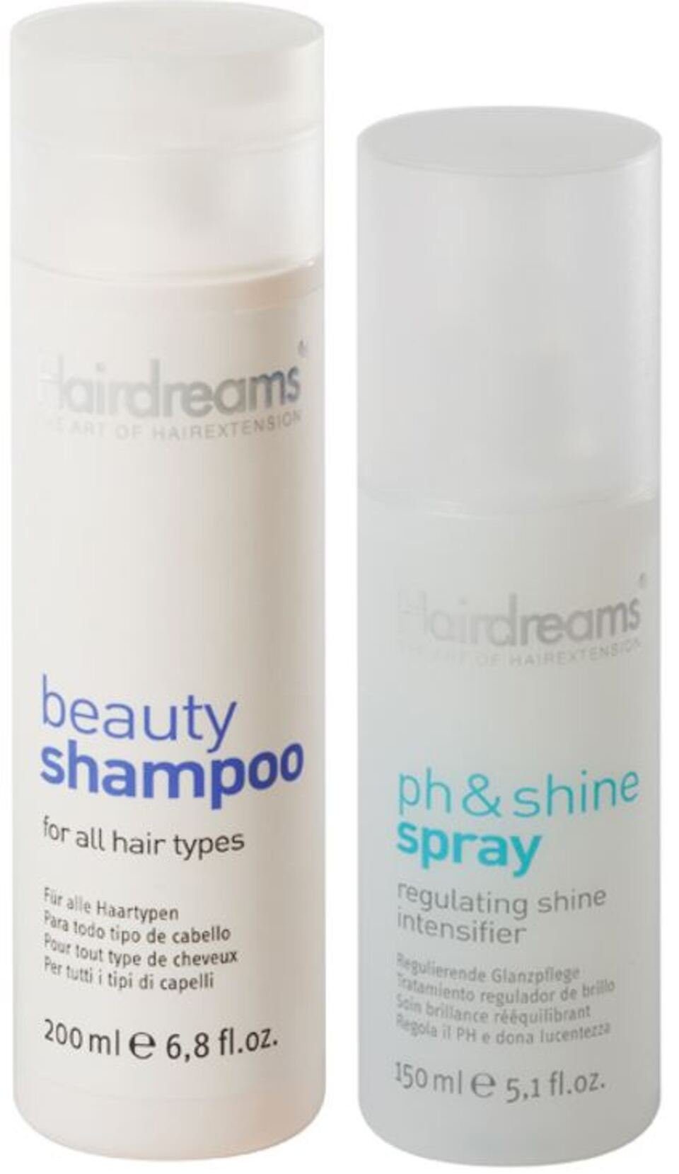 für Echthaarverlängerungen Beauty ph&shine Shampoo + 2-tlg., Hairdreams Haarpflege-Set mit Spray, Haare Set,