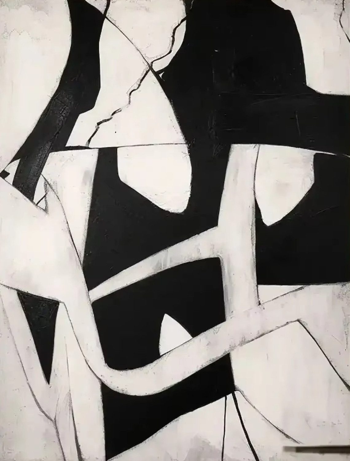 TPFLiving Kunstdruck OHNE RAHMEN, Abstrakte Formen und Linien - (Leinwandbild XXL), Farben: Farben: schwarz, weiß - Größe: 20x30cm