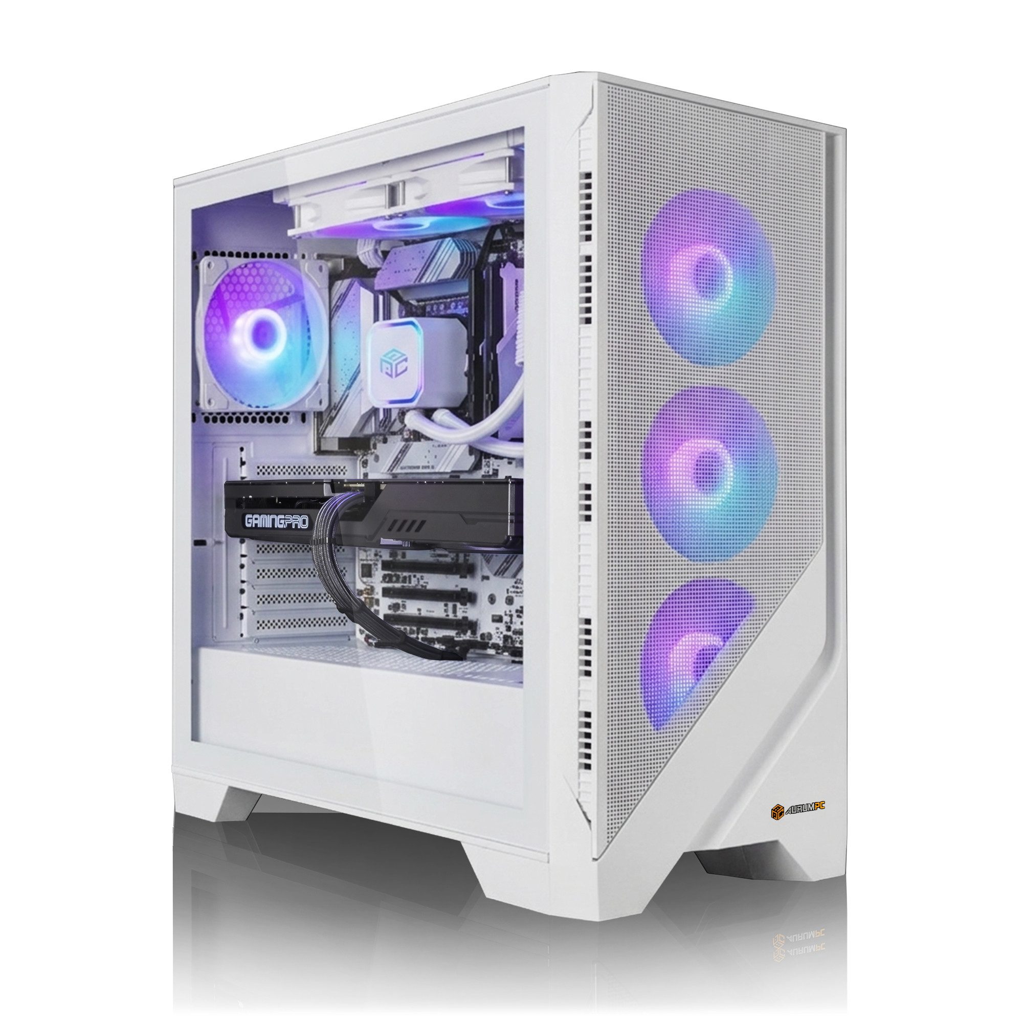 AurumPC Polar R5 7500F mit RX9060XT 16GB und 16GB DDR5 RAM Gaming-PC (AMD Ryzen 5 7500F, Radeon RX 9060 XT, 16 GB RAM, 1000 GB SSD, Wasserkühlung, Windows 11, WLAN)