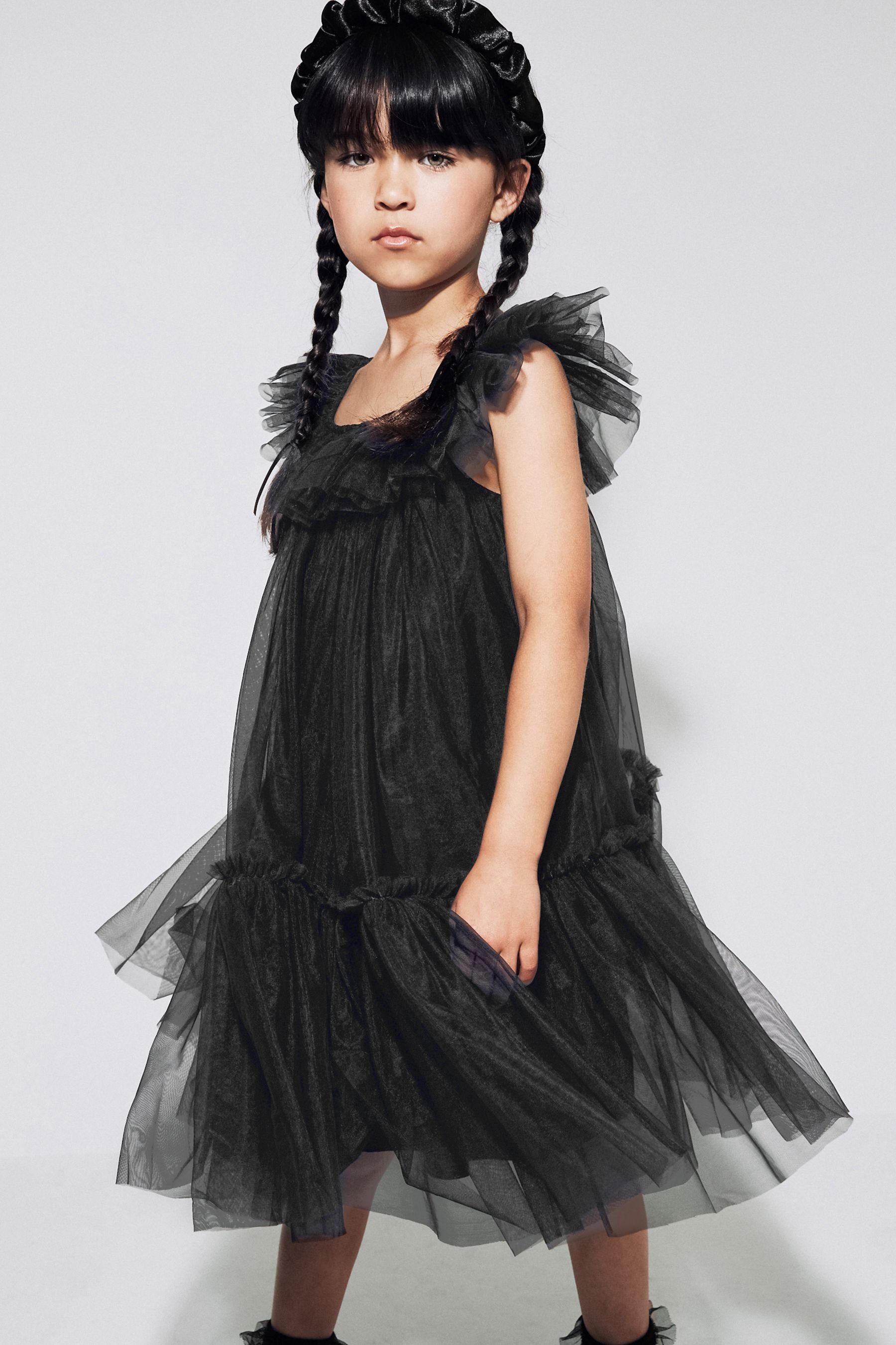 (1-tlg) Mesh-Detail Kleid Black Next Partykleid mit