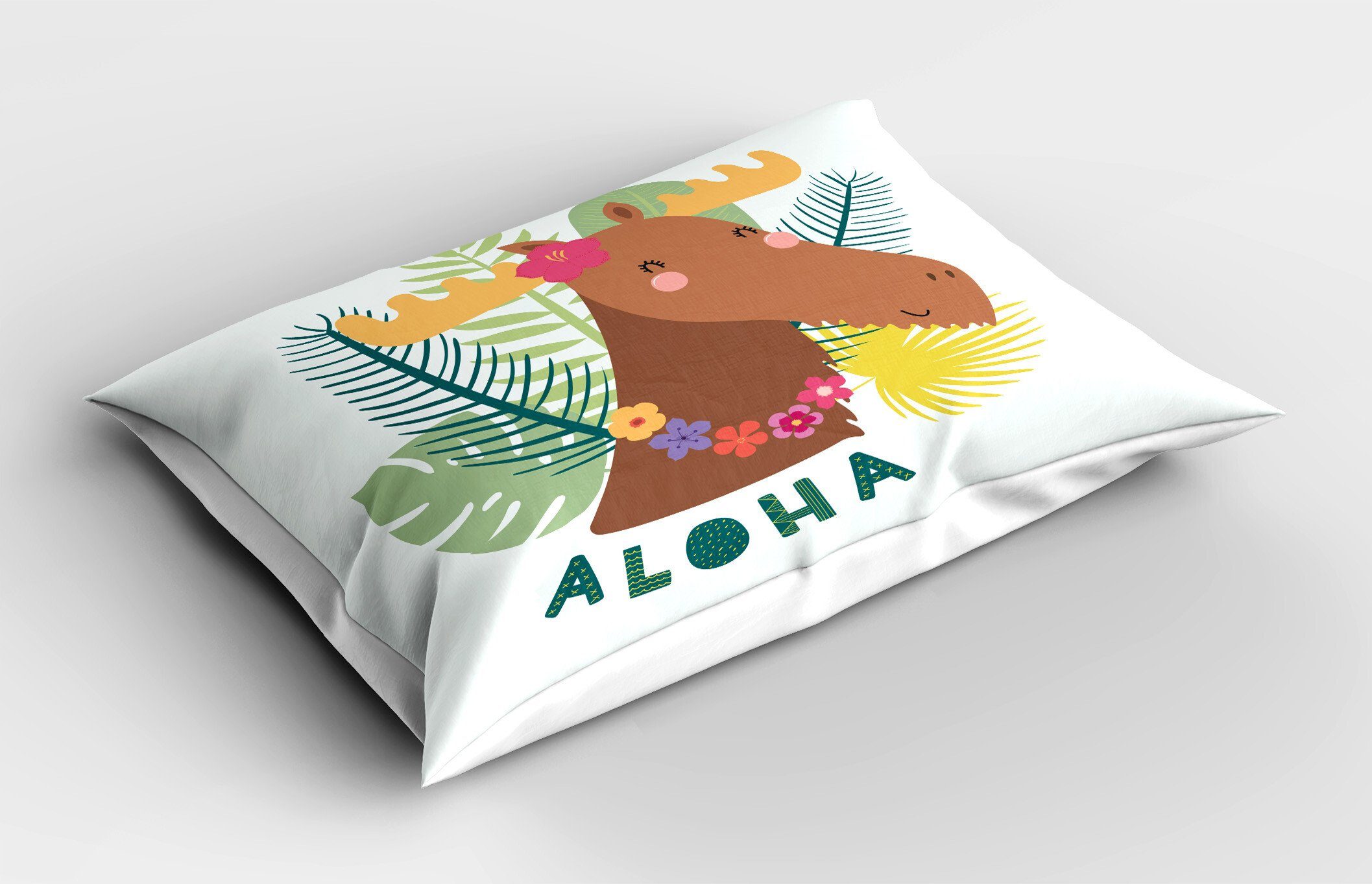 Kissenbezüge Dekorativer Standard (1 Abakuhaus Kissenbezug, Gedruckter Zitat King Gedeihen Size Stück), Aloha Elche Glückliche
