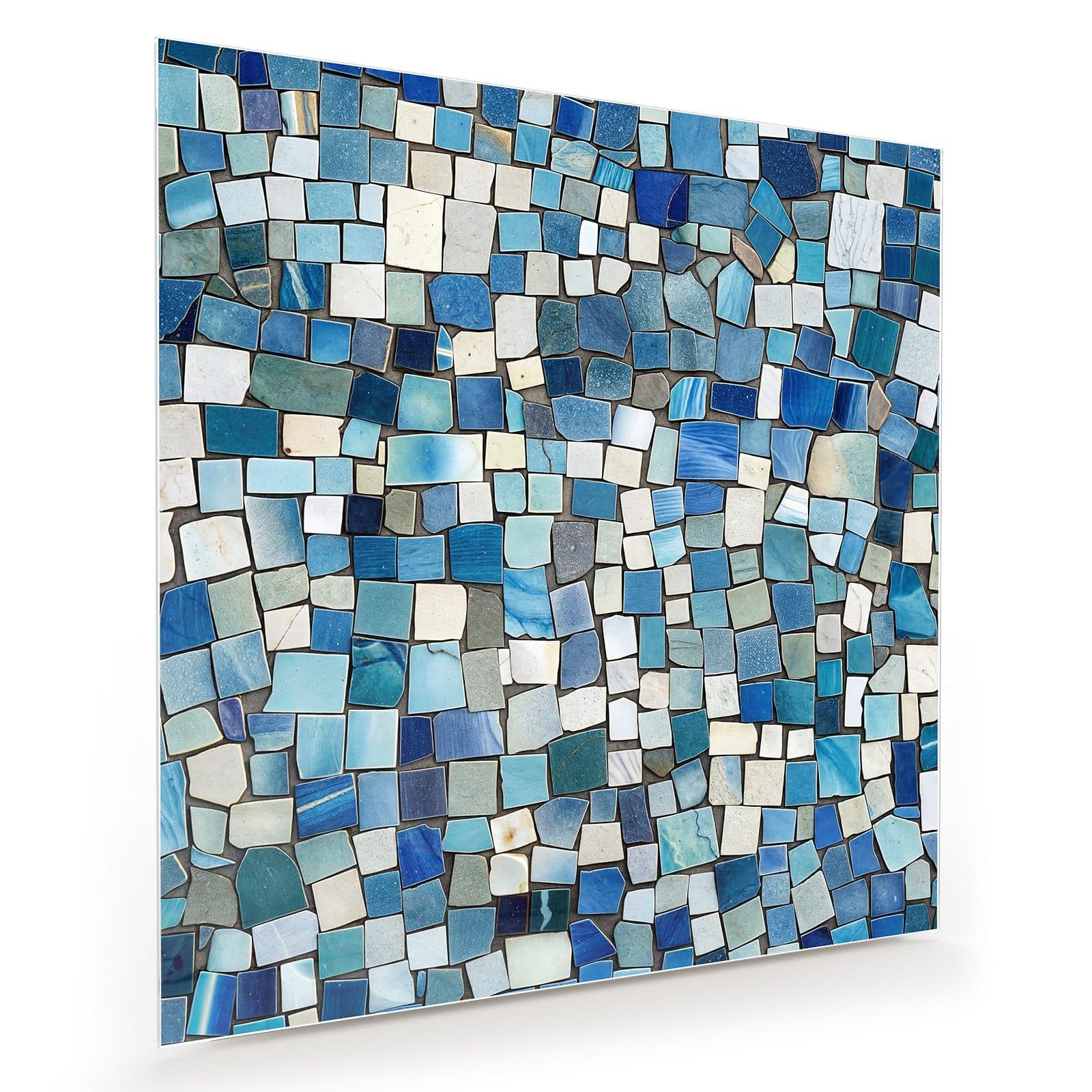 Primedeco Glasbild Wandbild Quadratisch Bunte Kachelmuster mit Aufhängung, Muster (21 verschiedene Größen, 1 St), Elegante Aufhängung