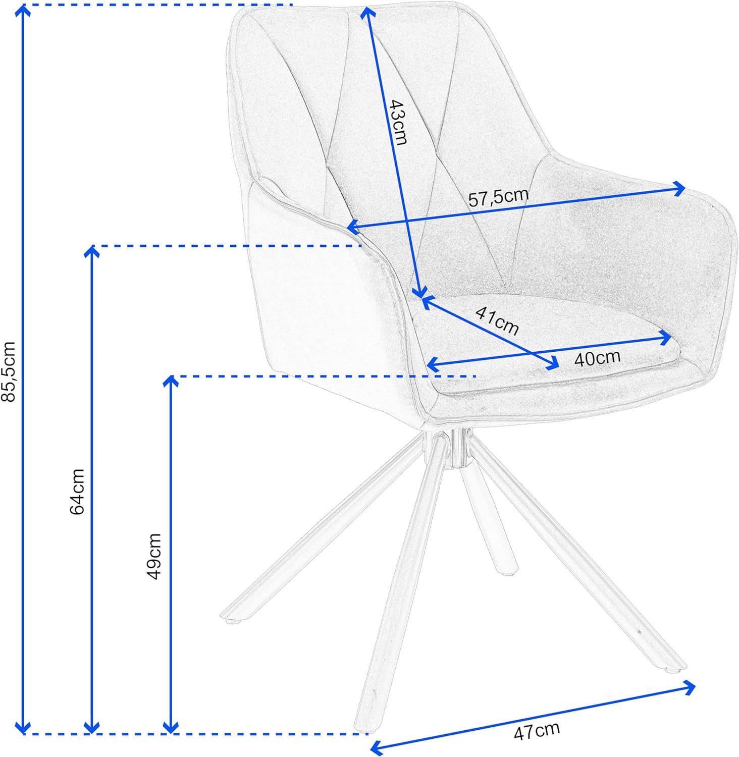 EUGAD 4-Fußstuhl (4 St), Esszimmerstühle drehbar, mit Armlehnen Rückenlehne