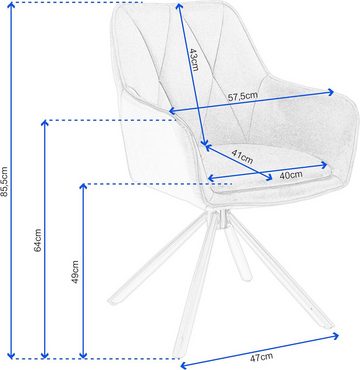 EUGAD 4-Fußstuhl (4 St), Esszimmerstühle drehbar, mit Armlehnen Rückenlehne