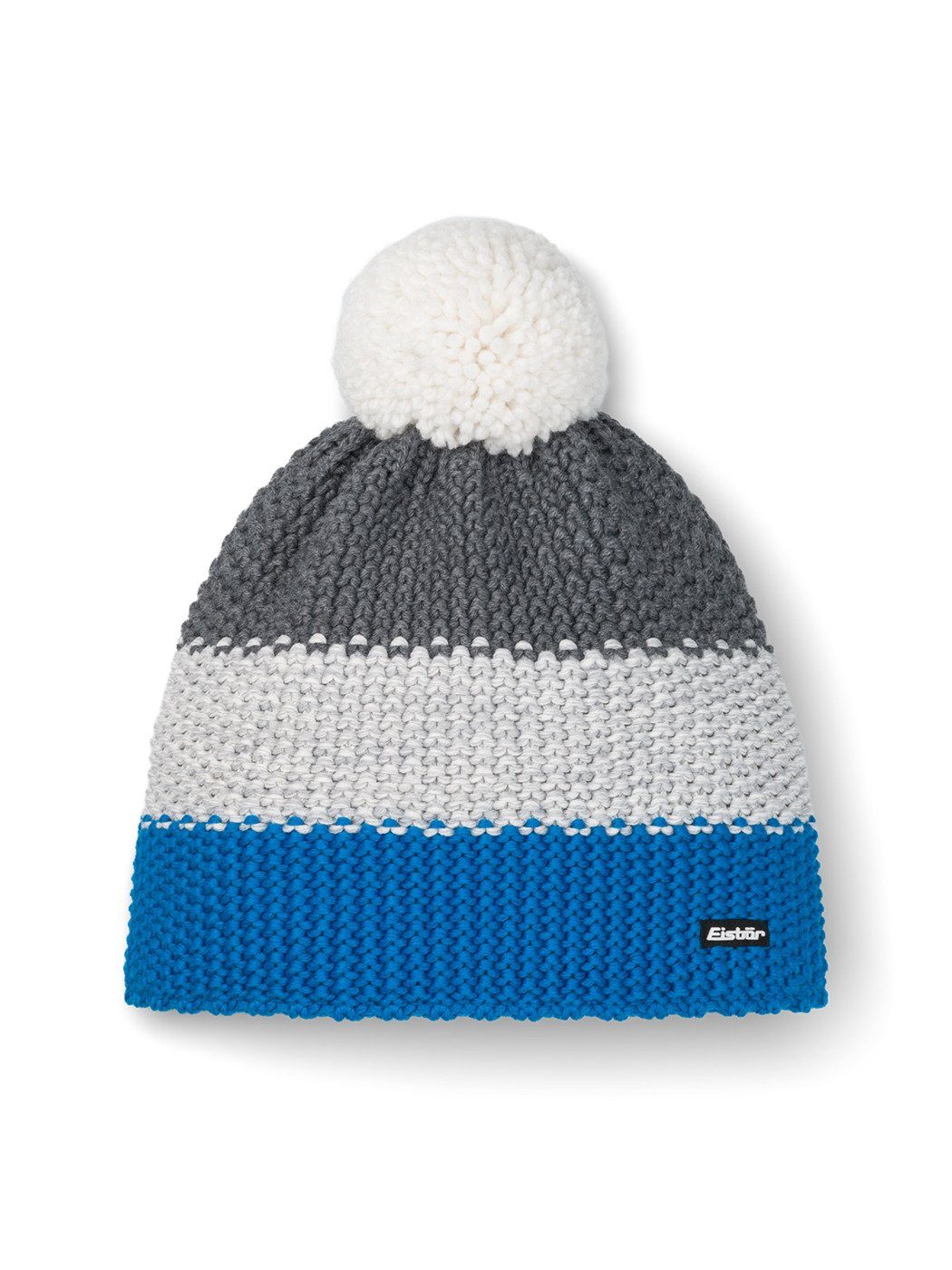 Eisbär Bommelmütze Wintermütze Star mit Bommel (Pompon) blau/grau - 1 Stück günstig online kaufen