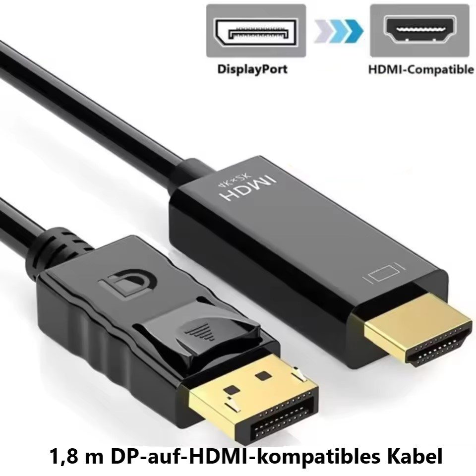 Montegoni 4Kx2K Display Port auf HDMI Kabel, DP zu HDMI Konverter 1,8m Kabel Computer-Adapter, 4Kx2K Videoauflösung, 1080P Full HD Unterstützung
