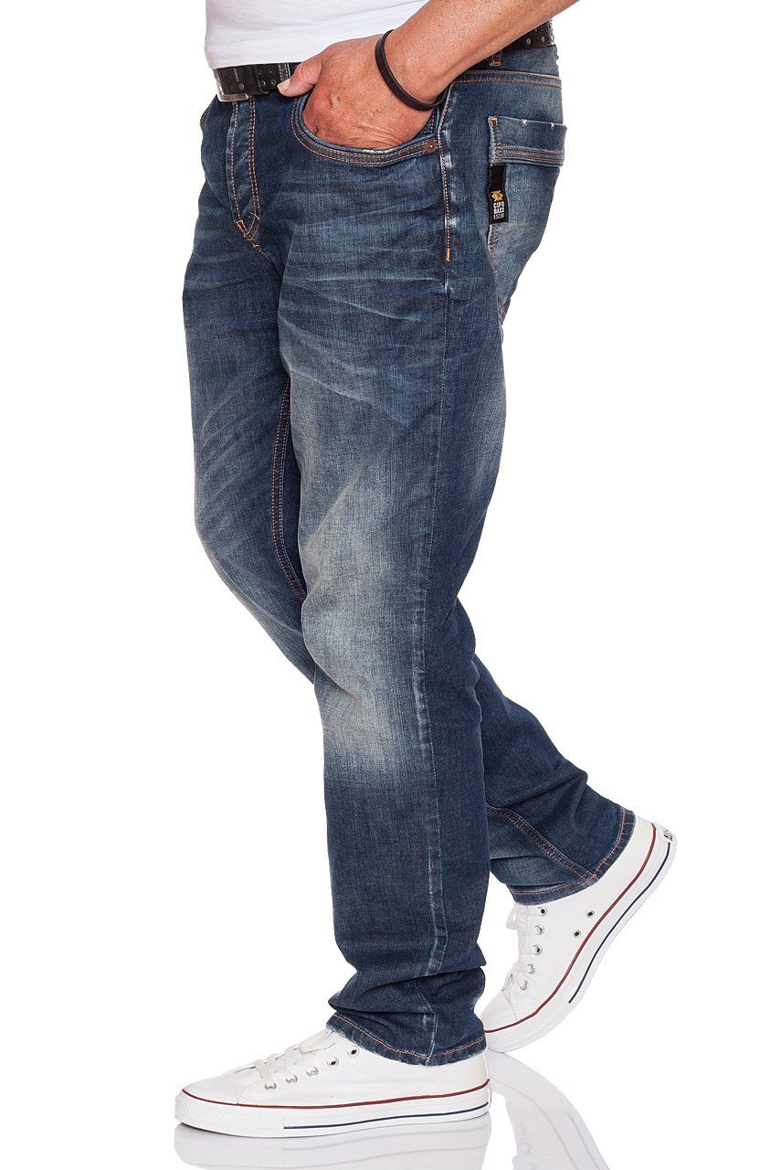 Straight-Jeans Baxx blue Cipo & stonewashed dark