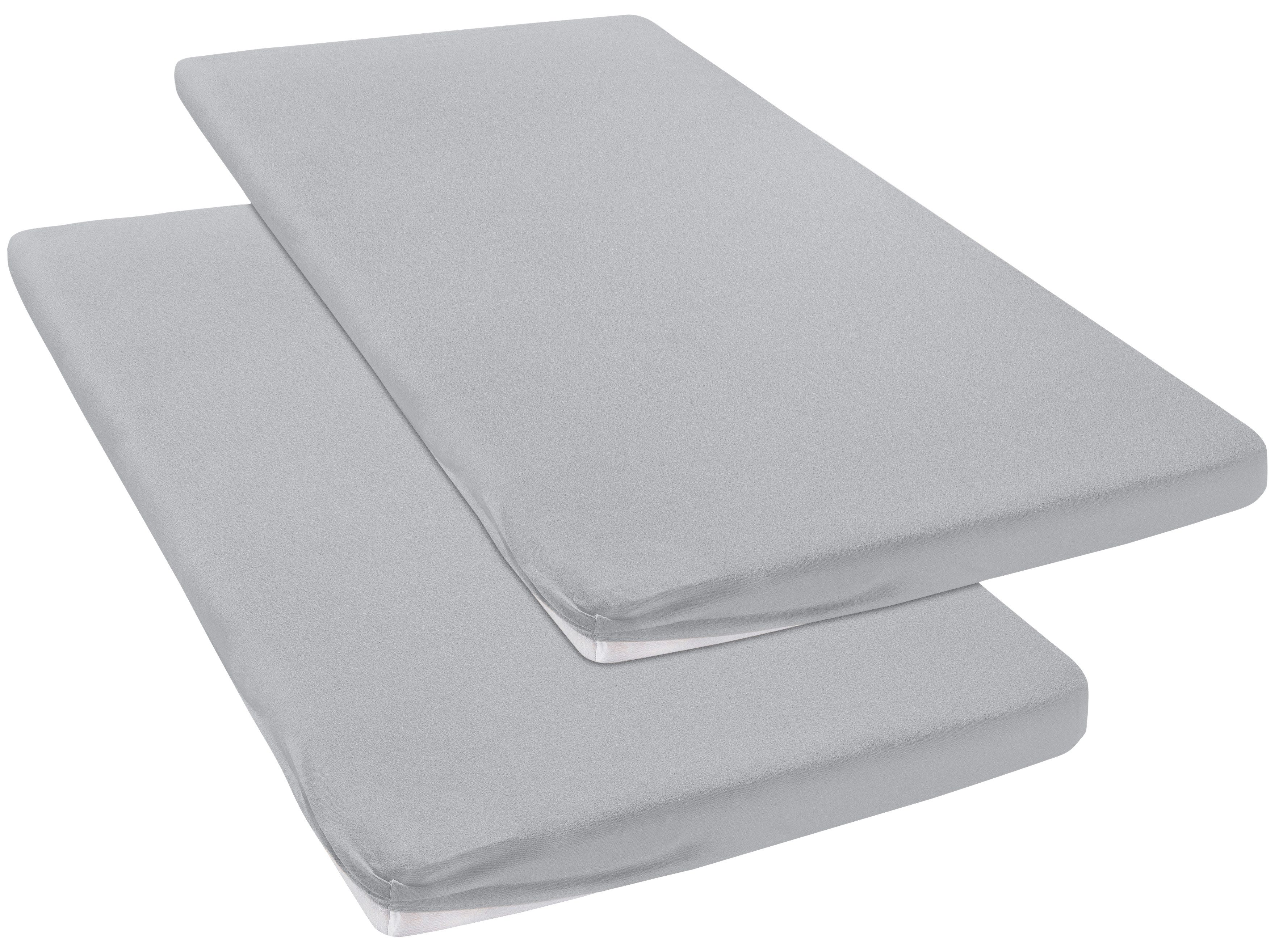 OTTO home Spannbettlaken Topper Basic, in Gr. 90x200, 140x200 oder 180x200 cm, Baumwoll-Jersey, Gummizug: rundum, (2 Stück), Baumwolle, Matratzen bis 8 cm Höhe, Bettlaken, Spannbetttuch, Laken