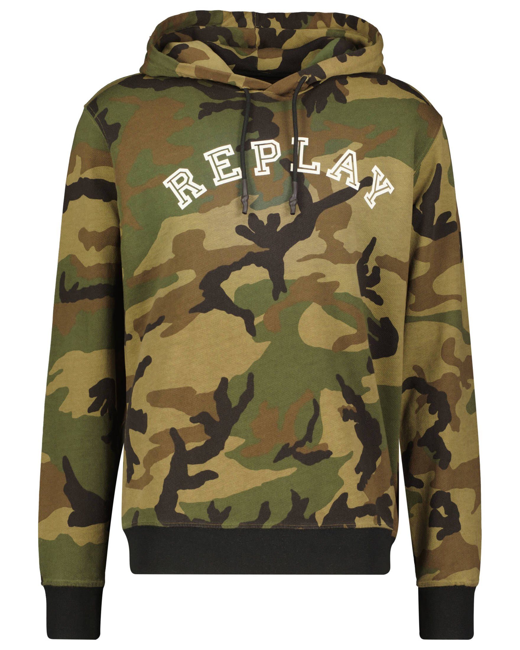 Replay Kapuzensweatshirt Hoodie All-Over Camouflage aus reiner Baumwolle
