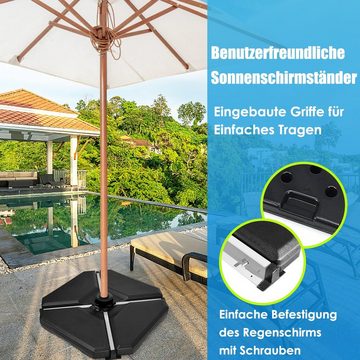 COSTWAY Schirmständer, 4-tlg. Sonnenschirmständer, 70kg befüllbar, 90x90cm