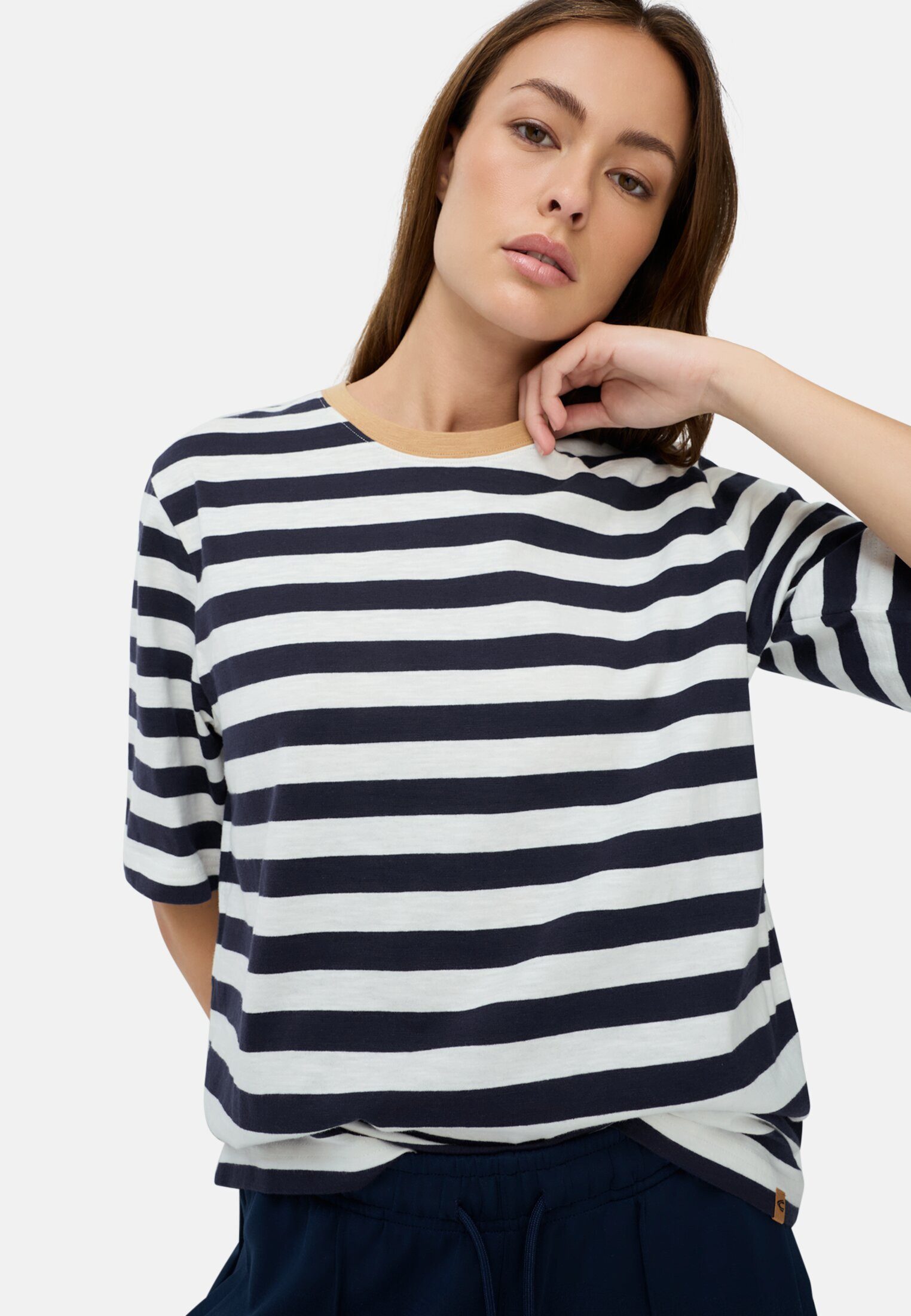 camel active T-Shirt mit Streifenmuster Kurzarm