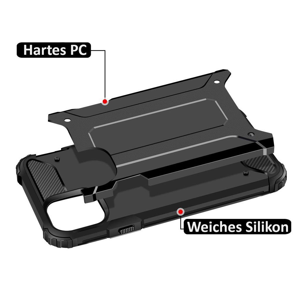 FITSU Handyhülle Outdoor Case für Apple iPhone Hülle Robuste Schutzhülle Cover Bumper, Hülle für iPhone 15, 14, 13, SE 2022, 12, SE 2020, 11 Pro, 11, 8, 7