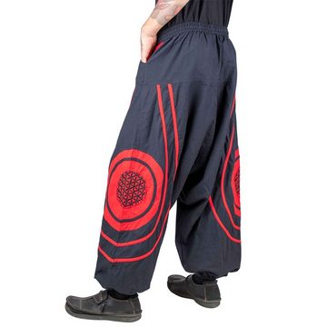 KUNST UND MAGIE Haremshose Baggy Pants Hippie Baumwolle Haremshose Lebensblume Flower of Life