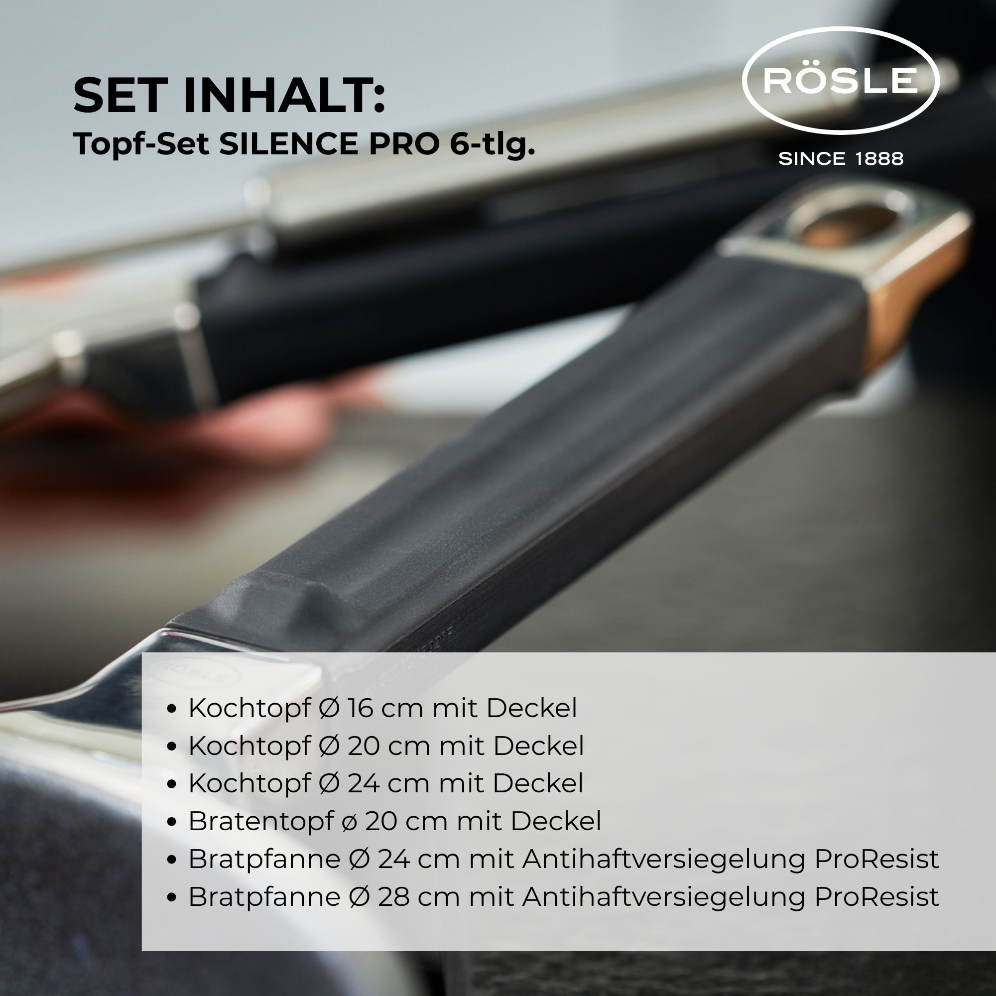 RÖSLE Kochtopf RÖSLE Topfset 6 tlg. Silence Pro Edelstahl Topfset Kochtopf Set – Bild 5 von 5