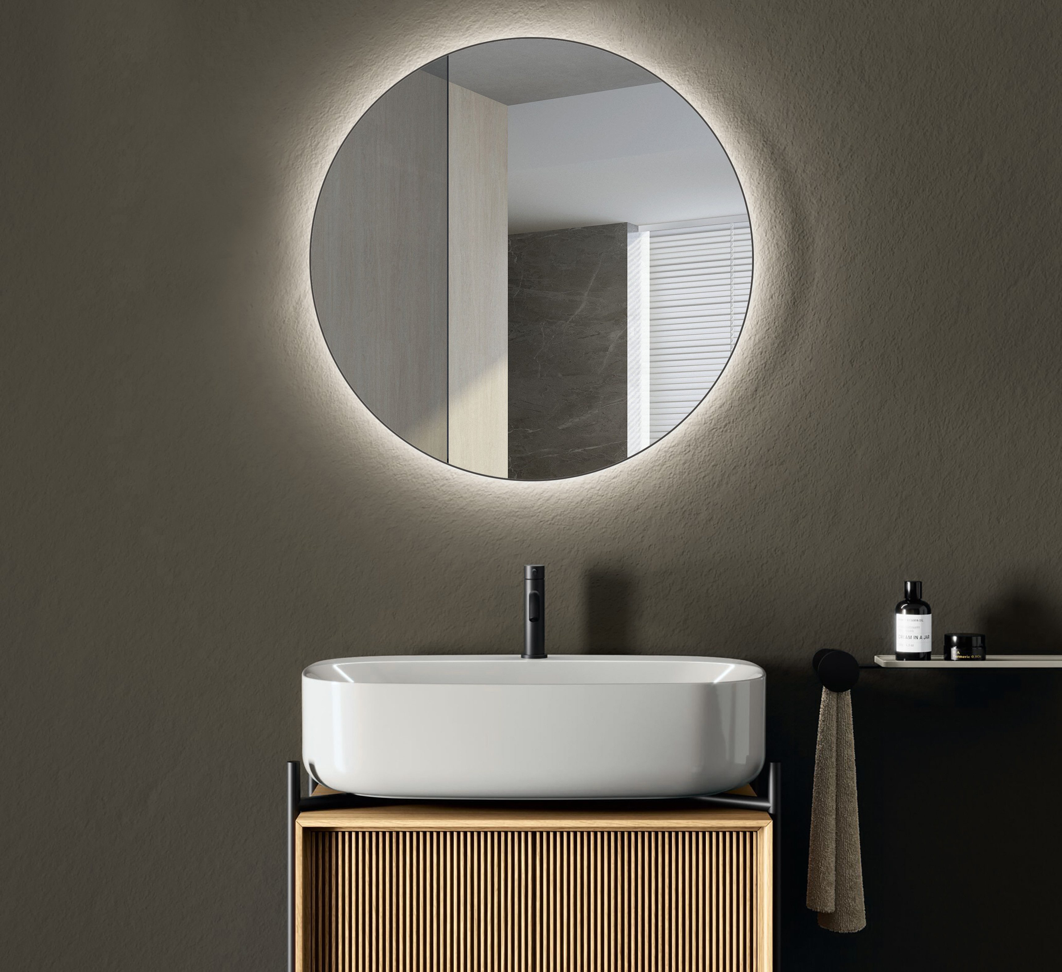 Talos Spiegel TALOS CESA, austauschbare LED Beleuchtung, Shine in matt, Ø 60 cm