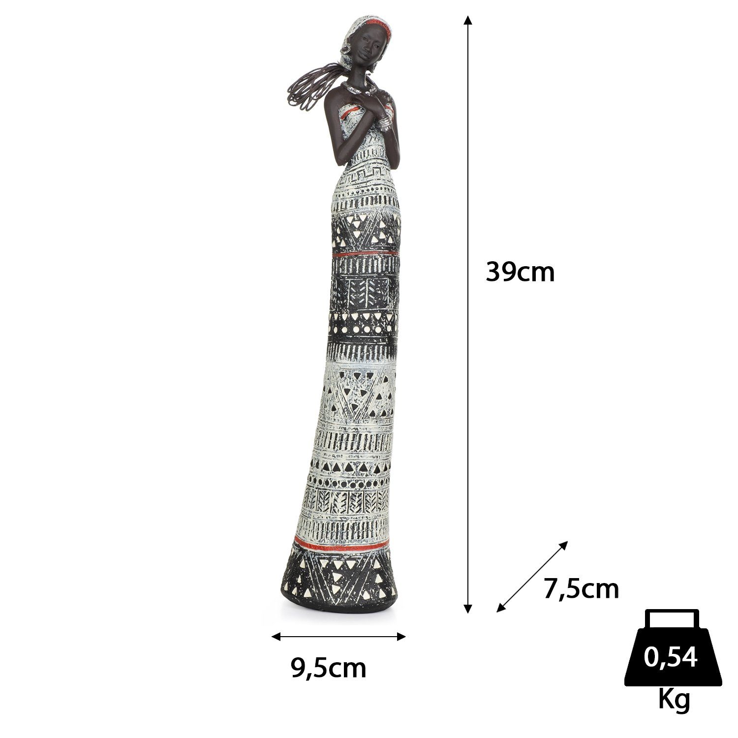 Afrikanische Polyresin, Moritz Kunstfigur Dekofigur aus aus Dekoelement Frauen kulturell Deko-Figur Polyresin Dekoration weiß Dekofigur Figuren