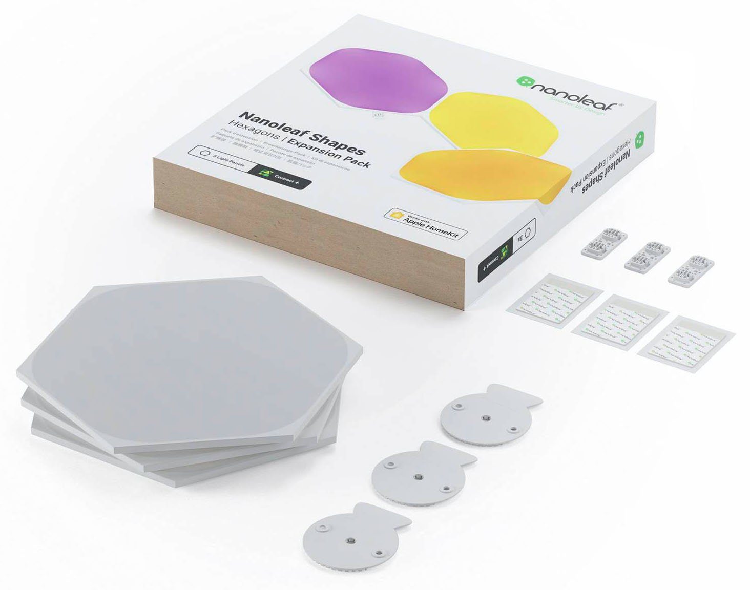 nanoleaf LED Panel Shapes Hexagons, Dimmfunktion, LED fest integriert, Farbwechsler, Expansion Pack - 3 PK, Erweiterung zum Starter Kit