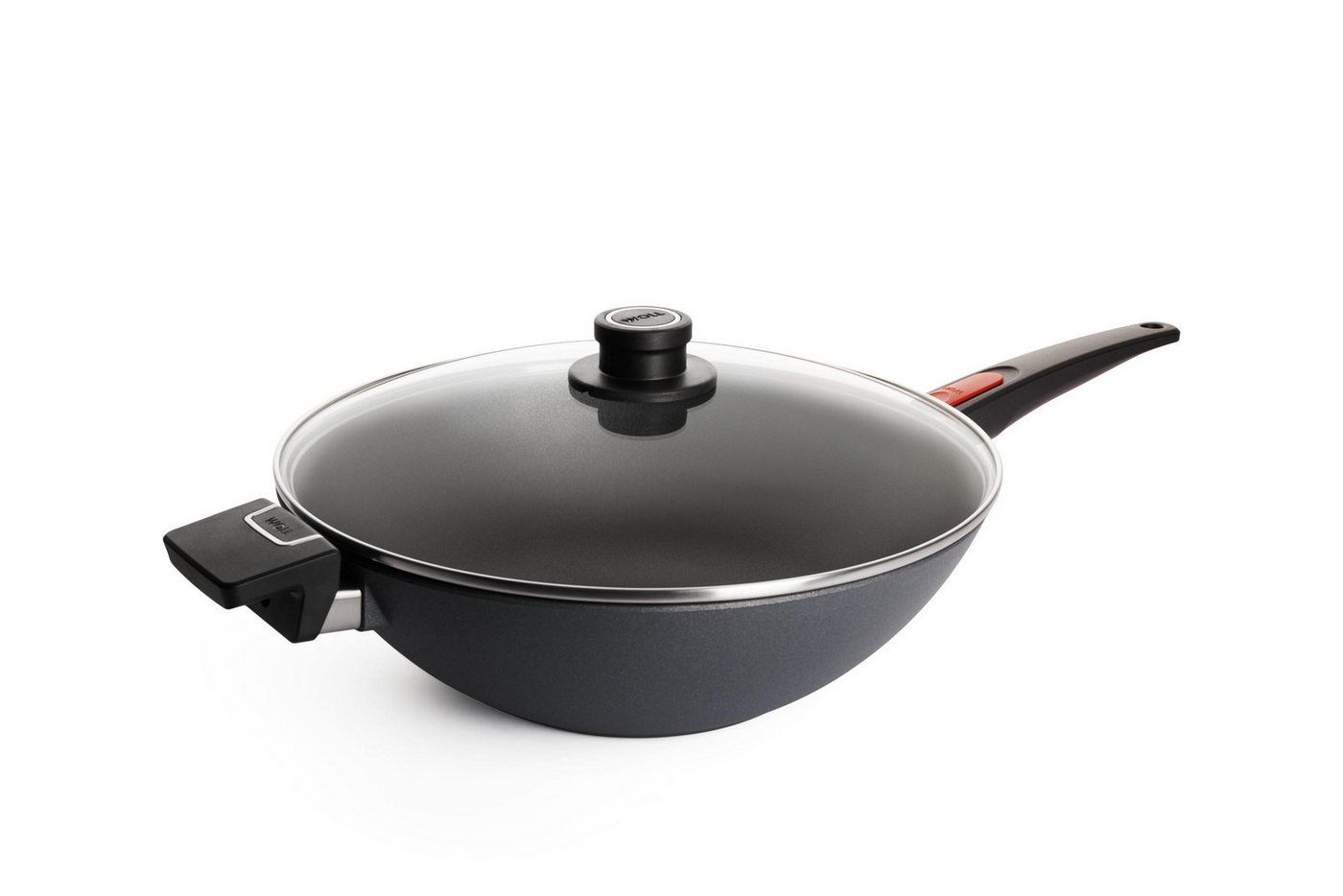 WOLL Wok MADE IN GERMANY - Diamond Lite, Aluminiumguss, Ø 34 cm, mit Glasdeckel, Induktion