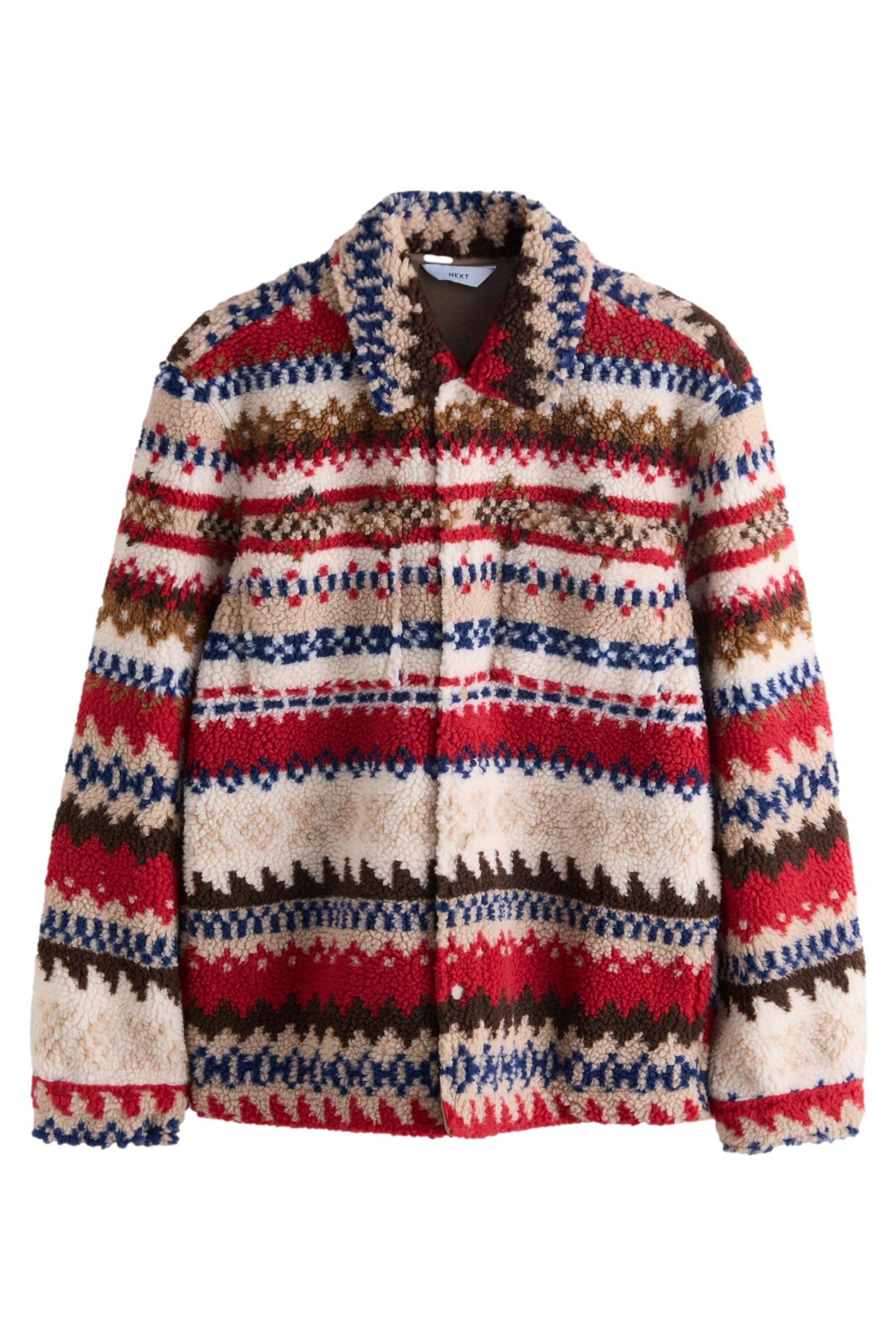 Next Fleecejacke Bedruckte Fleece-Hemdjacke mit Druckknöpfen (1-St)