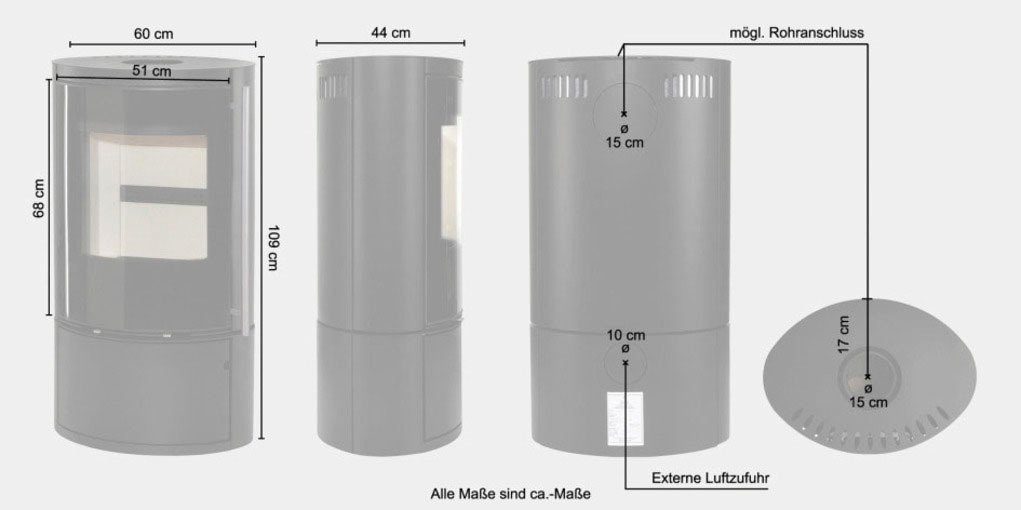 Color Emajl Kaminofen Kolding Dreh, 7,0 kW, Zeitbrand, DREHBAR!, Aufstellort in deinem Zuhause