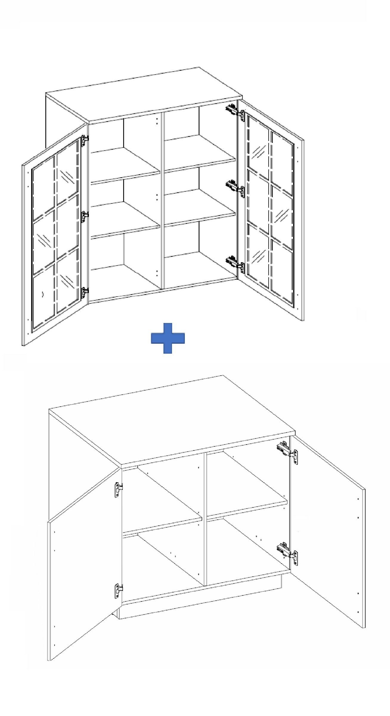 Küchen-Preisbombe Küchenbuffet Buffetküche Stilo 100 cm Esszimmer Landhaus Grau Eiche Buffet Küche