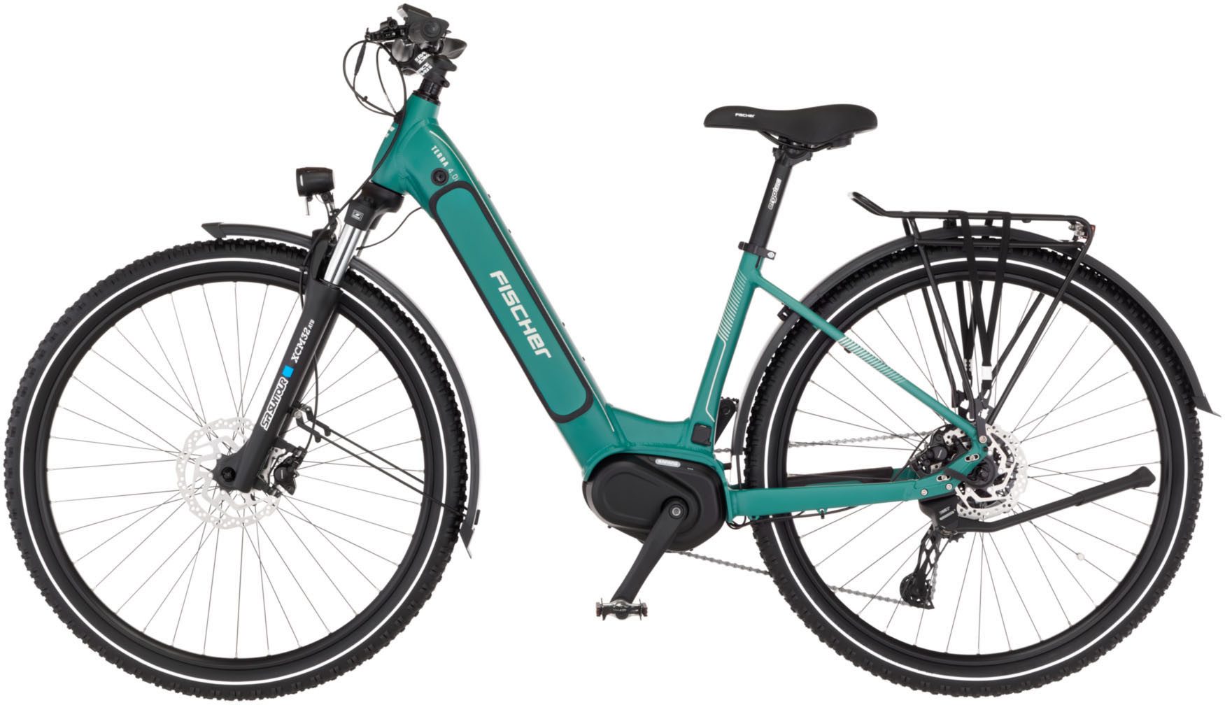 FISCHER Bicycle E-Bike Trekking Bike TERRA 4.0i 630 43, 10-speed Shimano CUES derailleur, mid-drive motor, 630 Wh, (with battery charger, with tools), pedelec, electric bicycle for men and women