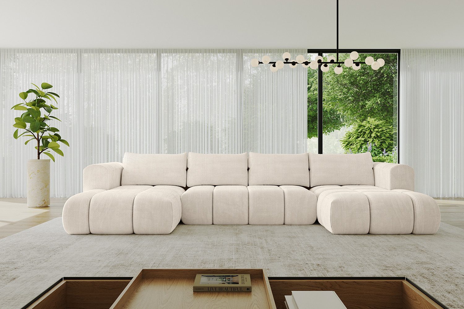 ALTDECOR Wohnlandschaft CLOUD-U, Couch mit Schlaffunktion, Wohnzimmer - Ecksofa, Corner Sofa Bett Eckcouch Couch U-Form Schlafcouch Ausziehbar