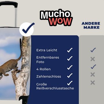 MuchoWow Handgepäckkoffer Leopard - Baum - Sprung, 4 Rollen, Reisetasche mit rollen, Handgepäck für Ferien, Trolley, Reisekoffer