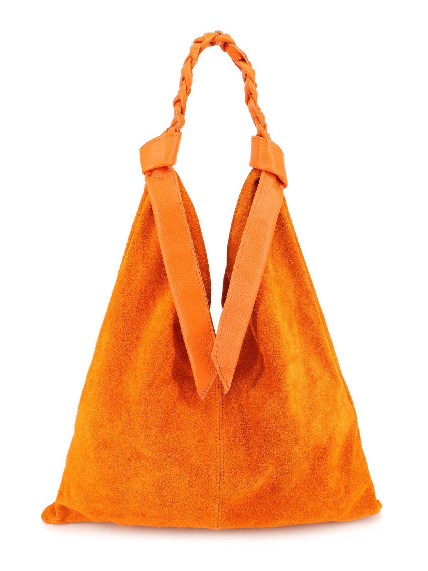 BRISE TASCHE Сумки для покупок Eleganter Сумки для покупок aus Wildleder & Nappaleder (Single, Einzeltasche), Geflochtener Lederhenkel, weiche Wildleder-Haptik